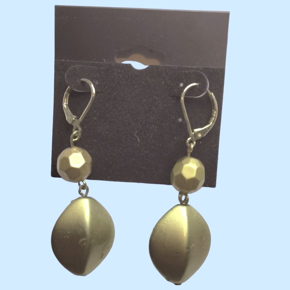 Golden Bed Earrings Hook Drop Dangle Vintage Artisan USA